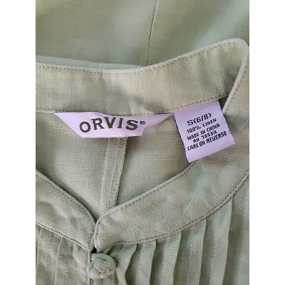 Orvis Women's Size 6/8 Shirt Sheath Dress Pleated Front Pockets Vacation Linen - Picture 6 of 7